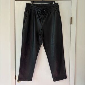 LOFT Black Imitation Leather Pants with Drawstring Waist Women’s Size Large